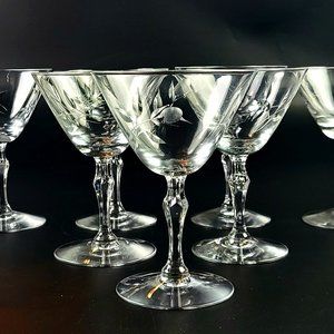 Vintage - Sweetheart Rose by FOSTORIA - Champagne/Tall Sherbet Glasses - 7